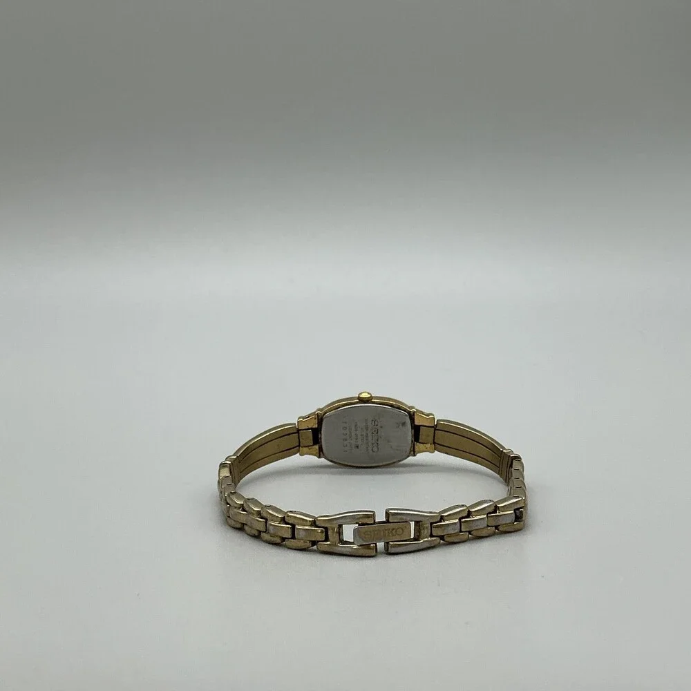 Vintage Seiko Womens Watch 16mm Gold Tone 1N00-0AP0 New Battery 6.75